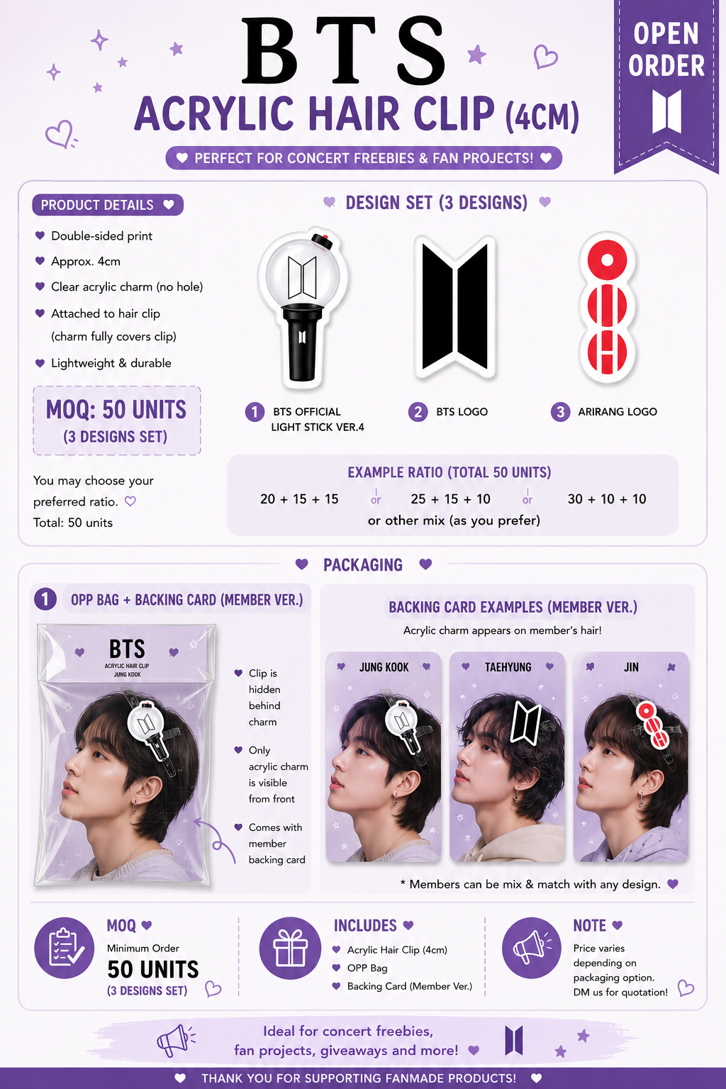 BTS in KL - Hair Clips (MOQ: 50 units)